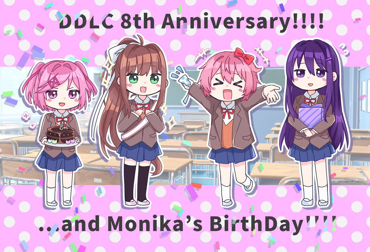 8周年＆モニカ誕生日おめでとう🎊
大好きなゲーム！🥰
 #DDLC  #ドキドキ文芸部 
 #DokiDokiLiteratureClub