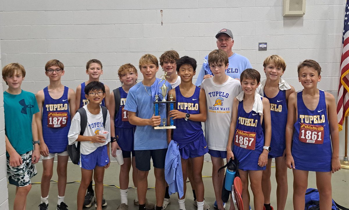 XCTupelo's tweet photo. Congrats to TMS XC Boys. 1st place at the Saltillo Invitational competing against a strong North Mississippi field. 

#GoWave #RunningWave #3PeatLoading #YouGetOutOfThisWhatYouPutIntoIt https://t.co/q66luNd8nS
