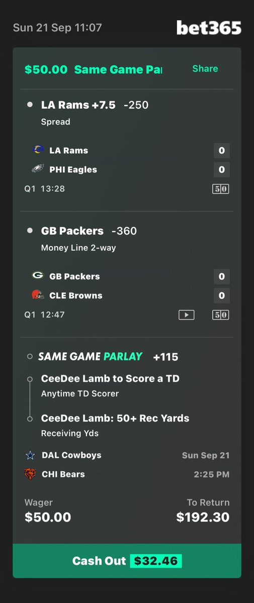 bardobets's tweet image. #Bet365 live parlay! 

$50 to one random person who likes and comments! 
If we win! 🤑

#Parlay | #JoinVIP 
#GiveawayAlert