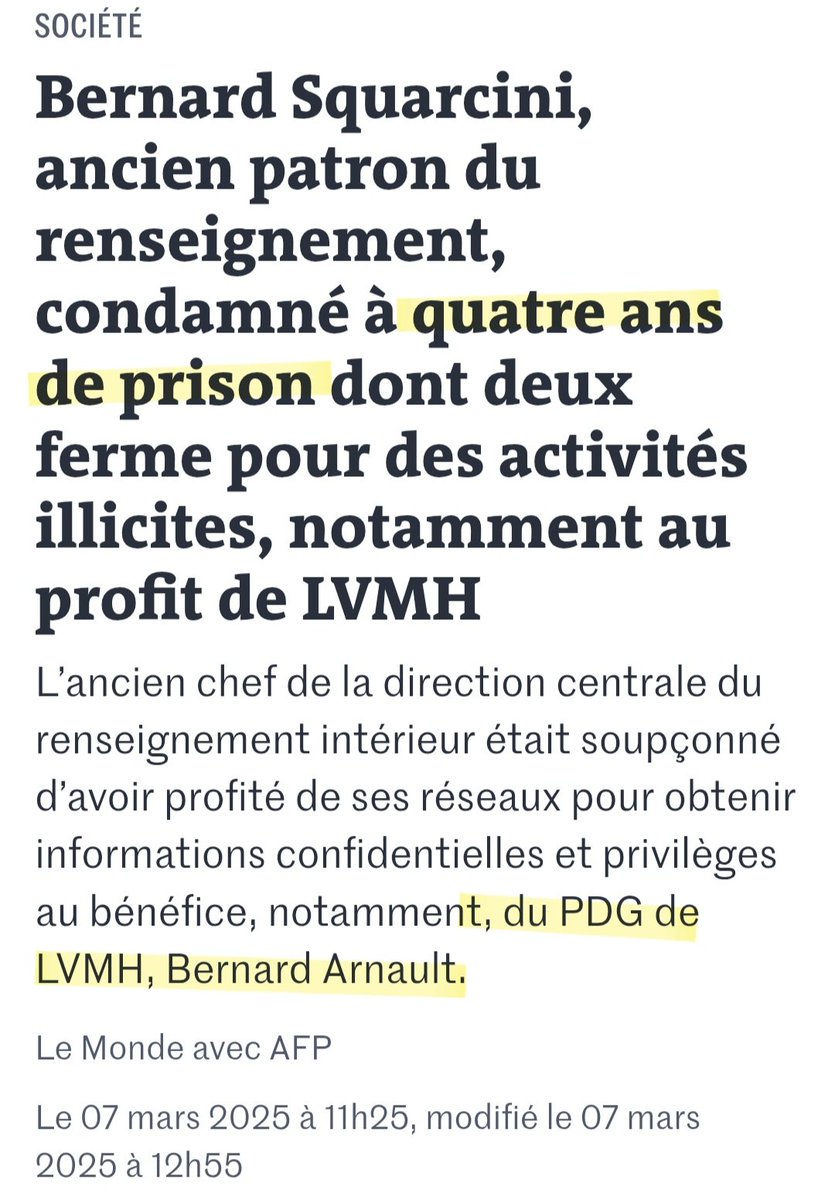 GrandserreSylv1's tweet image. L&apos;attaque d&apos;Arnault contre Zucman permet de rappeler :
- son soutien à Trump
- l&apos;espionnage de Ruffin
- son recours aux paradis fiscaux
- le monde dans lequel il vit (73 millions à chacun de ses 5 enfants à Noël).
Même en perdant 99% de sa fortune, Arnault resterait milliardaire.