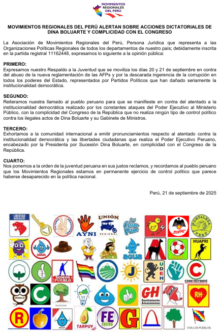 MovRegionales's tweet image. @MovRegionales respaldan movilización de juventud peruana y se ponen a la orden de su lucha!
#GeneracionZ #DinaAsesina #vayansetodos @RPPNoticias @exitosape @larepublica_pe @ensustrece @julianaoxenford @rmapalacios