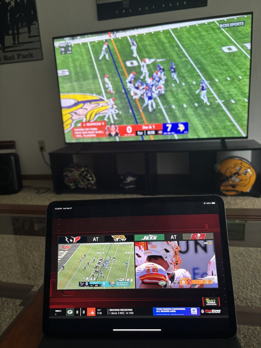 Redzone channel, Vikes game, we good for a Sunday afternoon!!