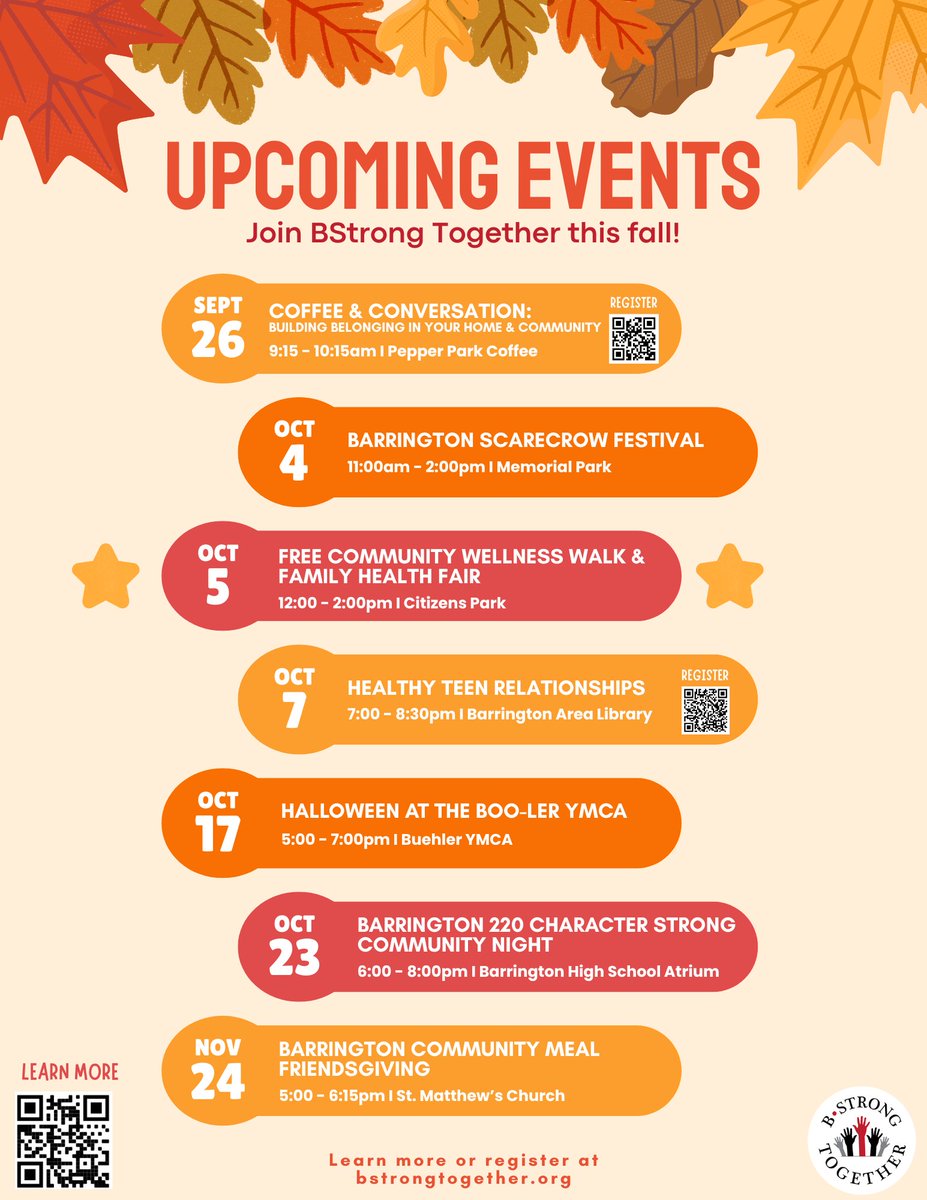 So many great events coming up this fall! We hope you will join us! 🥰 
<a href="/barrington220/">Barrington 220</a> <a href="/balibrary/">Barrington Area Library</a> <a href="/365Barrington/">365 Barrington</a>