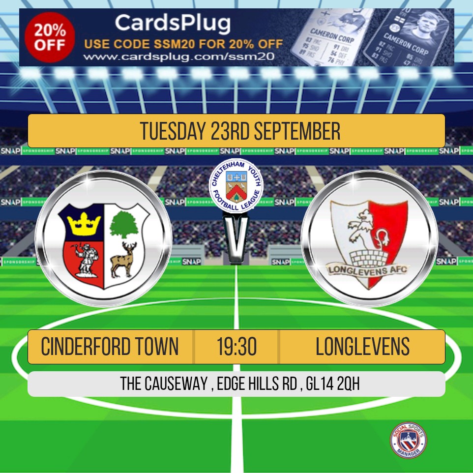 This Tuesday we're back in League action.

🆚️ .. <a href="/longlevensafc/">Longlevens AFC</a> 18s
🏟 .. The Causeway , GL14 2QH
🗓 .. 23rd September 2025
🕰 .. 7.30pm Kick Off
🏆.. <a href="/CheltYFL/">Cheltenham Youth League</a>
🎫 .. £3 Cash or Card 
🎟 .. Under 16s Free