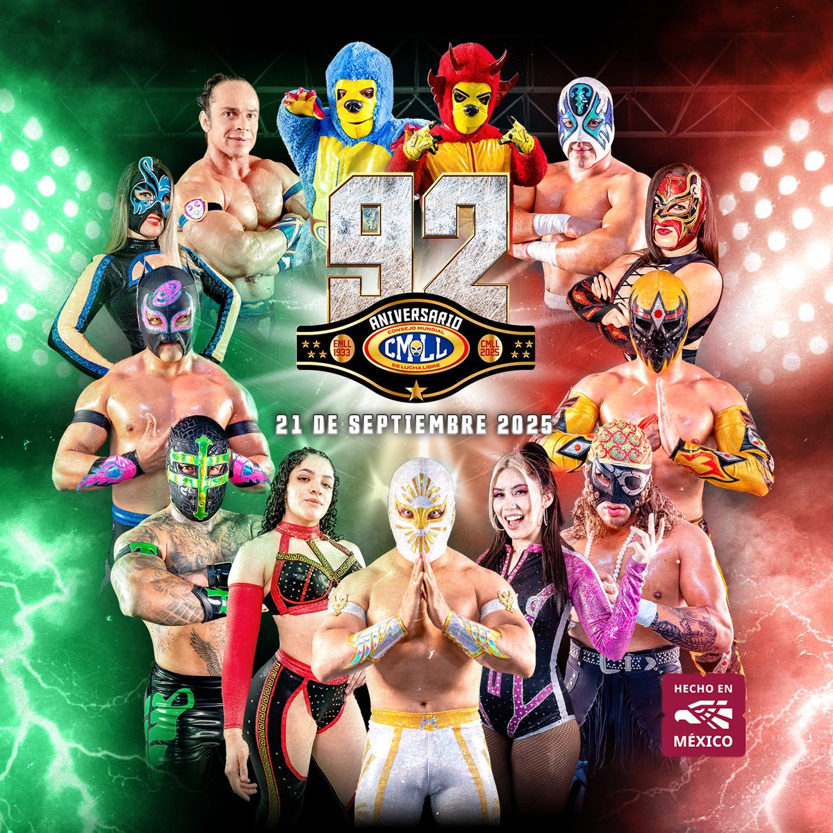 🎉💥 ¡El CMLL está de fiesta!
Desde 1933 hemos sido testigos del nacimiento de ídolos, rivalidades y generaciones que han hecho grande a La Mejor Lucha Libre del Mundo… ¡Orgullosamente Mexicana! 🇲🇽

Gracias a la mejor afición por mantener viva esta tradición.
#92AniversarioCMLL