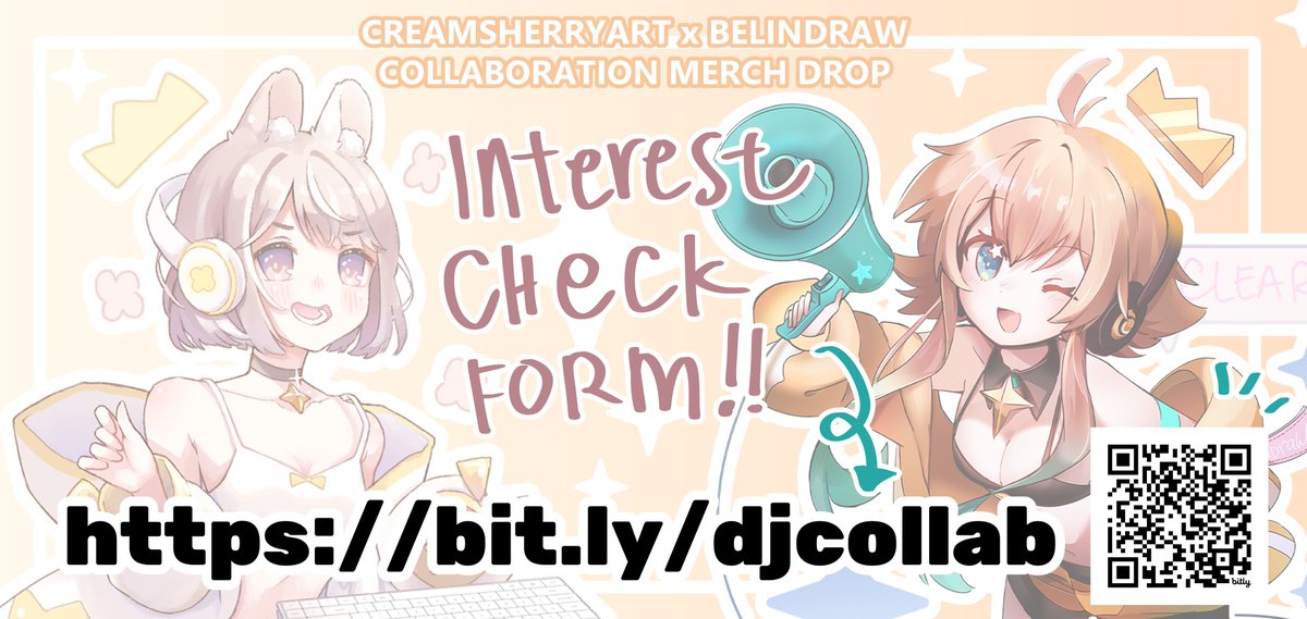 📢The Creamsherryart  x Belindraw DJ Collab Merchandise interest form is now live! ✨
Acrylic Stands, Stickers, and a postcard!

&gt;&gt; bit.ly/djcollab &lt;&lt;

This will help me order enough stock for everyone! 🙏
Please fill this out if you're ordering from my store in the USA!