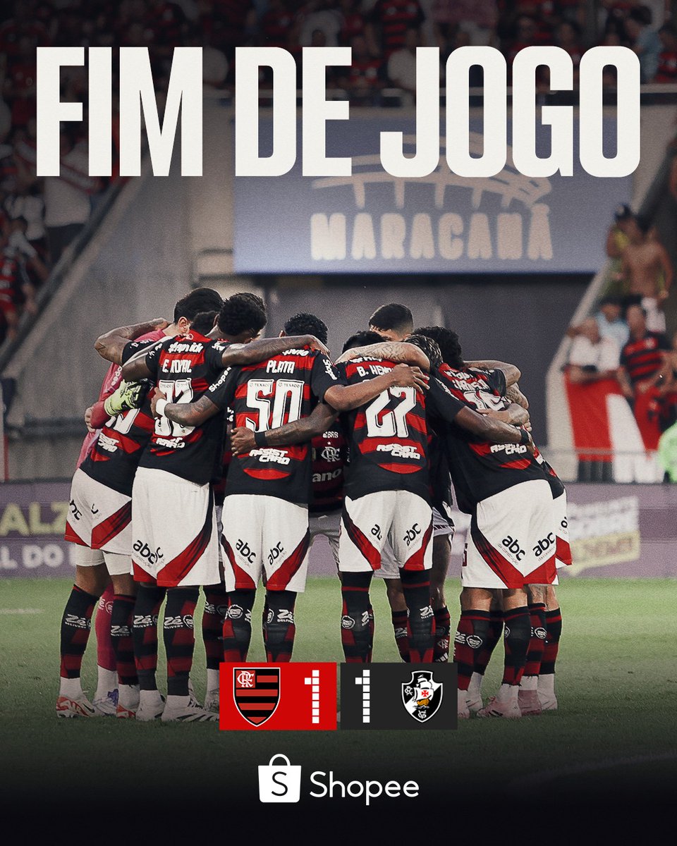 Flamengo's tweet image. Fim de jogo no Maracanã. Flamengo 1-1 Vasco.

#FimDeJogo