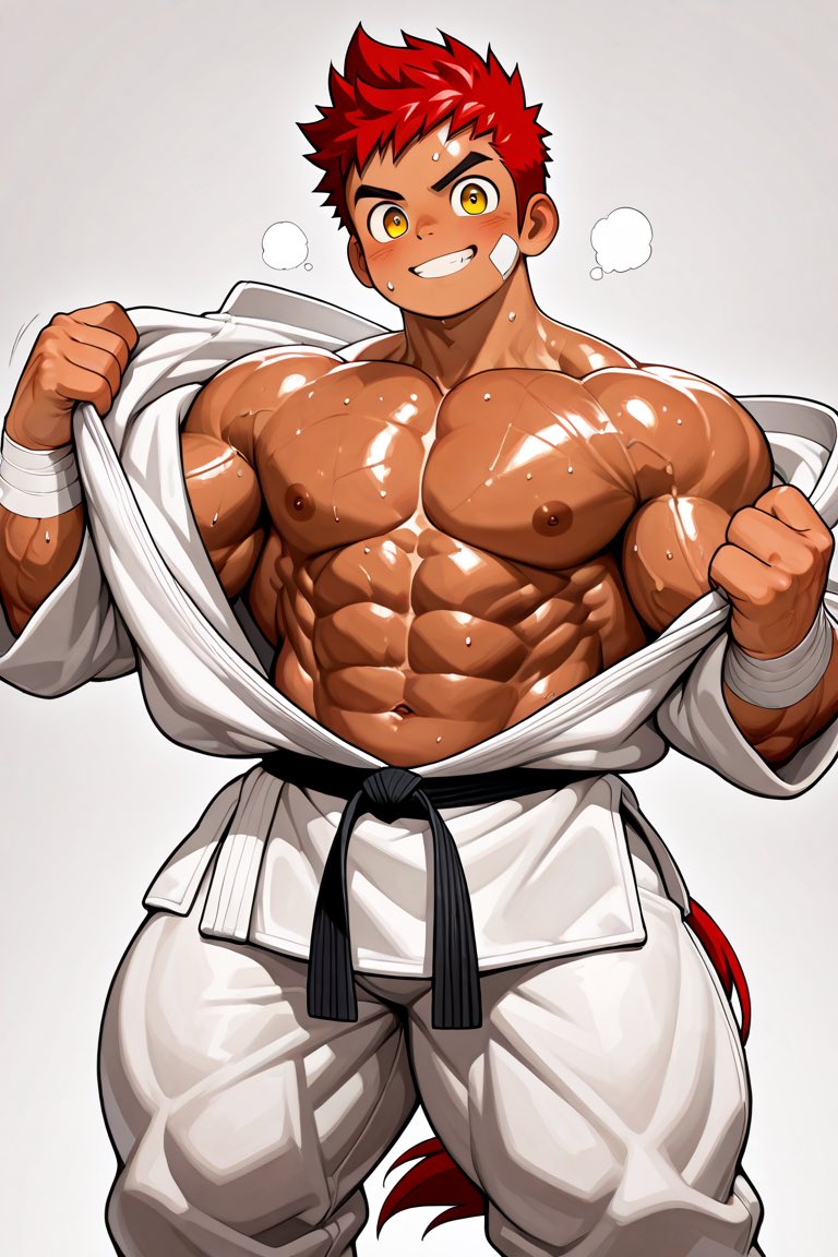 ムキムキっ子いいねぇ
#筋ショタ
#AIart