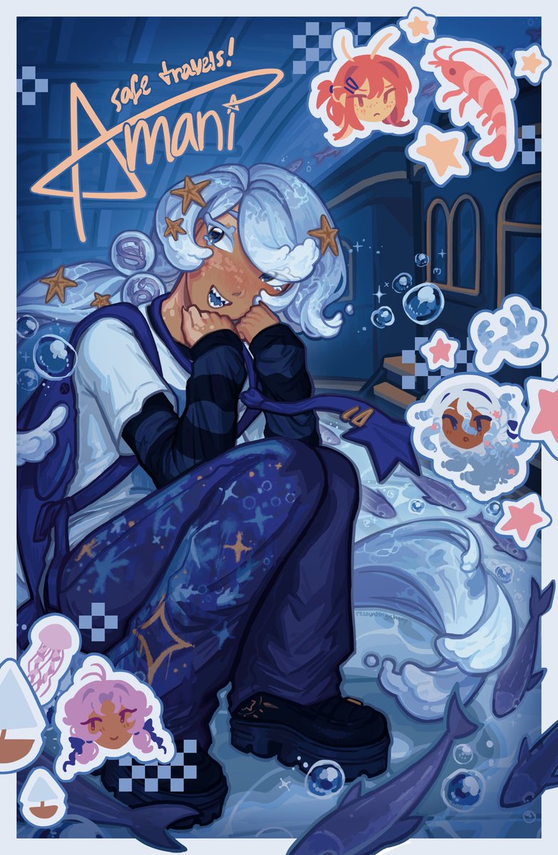 recountingsheep's tweet image. 🦐🪸🪼 Safe travels from your deep sea conductor, Amani! #oohchiczine 💙🫧