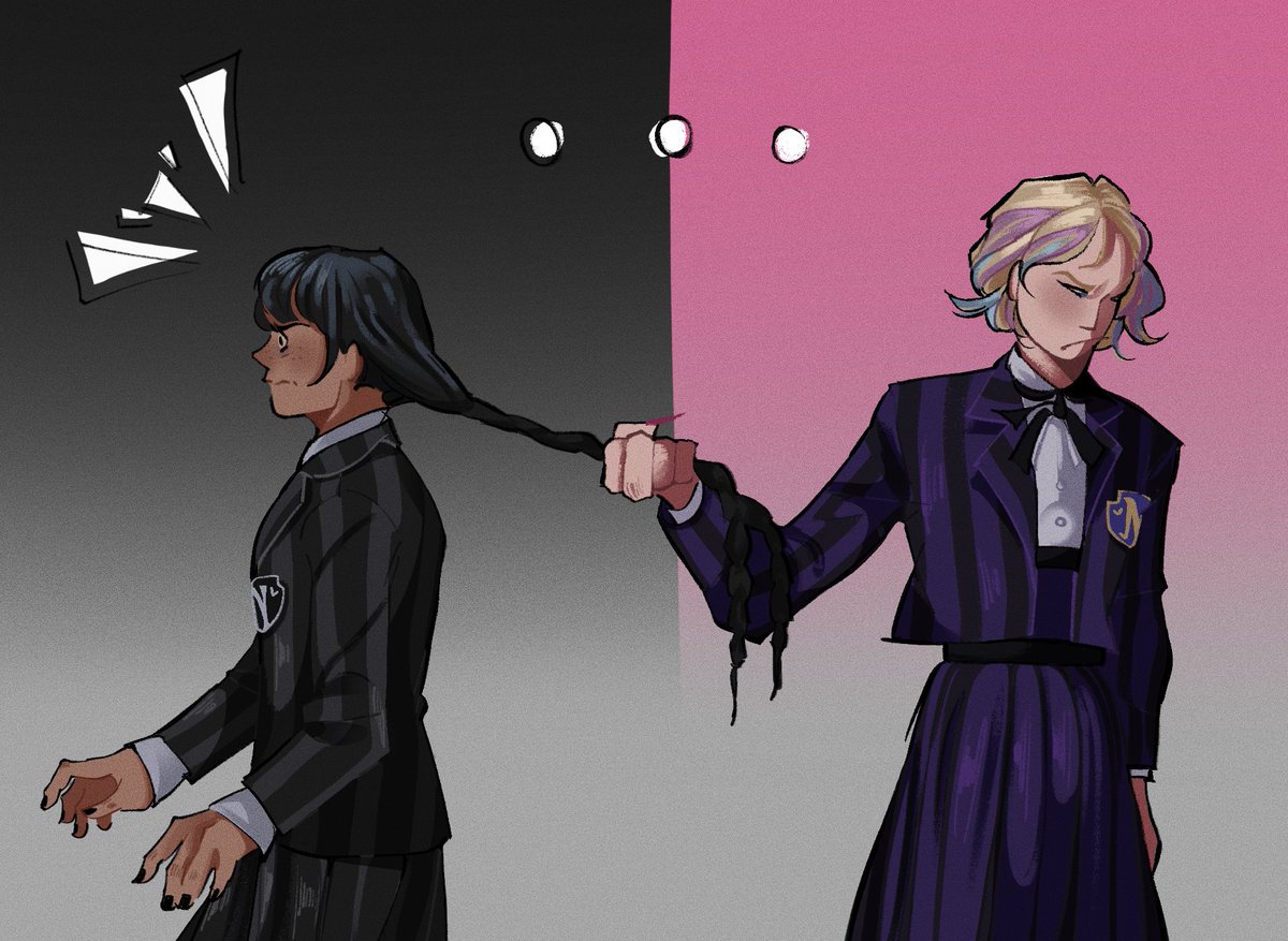 we were robbed of seeing enid drag wednesday by her braids in my humble opinion. #wenclair #WednesdaySeason2