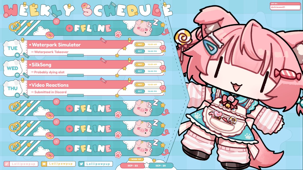 This weeks stream schedule! 
Live on twitch