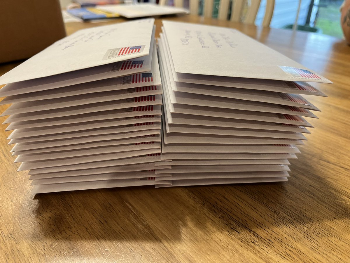 Thirty letters ready to go. Hoping they make a positive impact on those that receive them.
