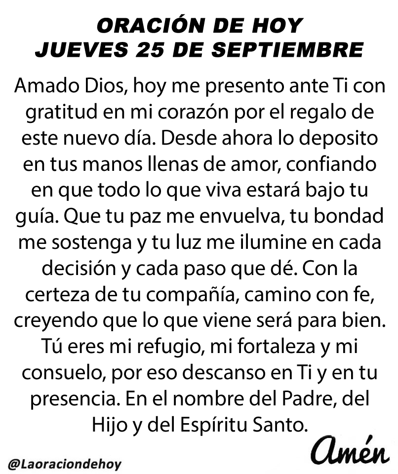 laoraciondehoy's tweet photo. Oración diaria para hoy jueves 25 de septiembre de 2025. https://t.co/fkMsC5b9BQ