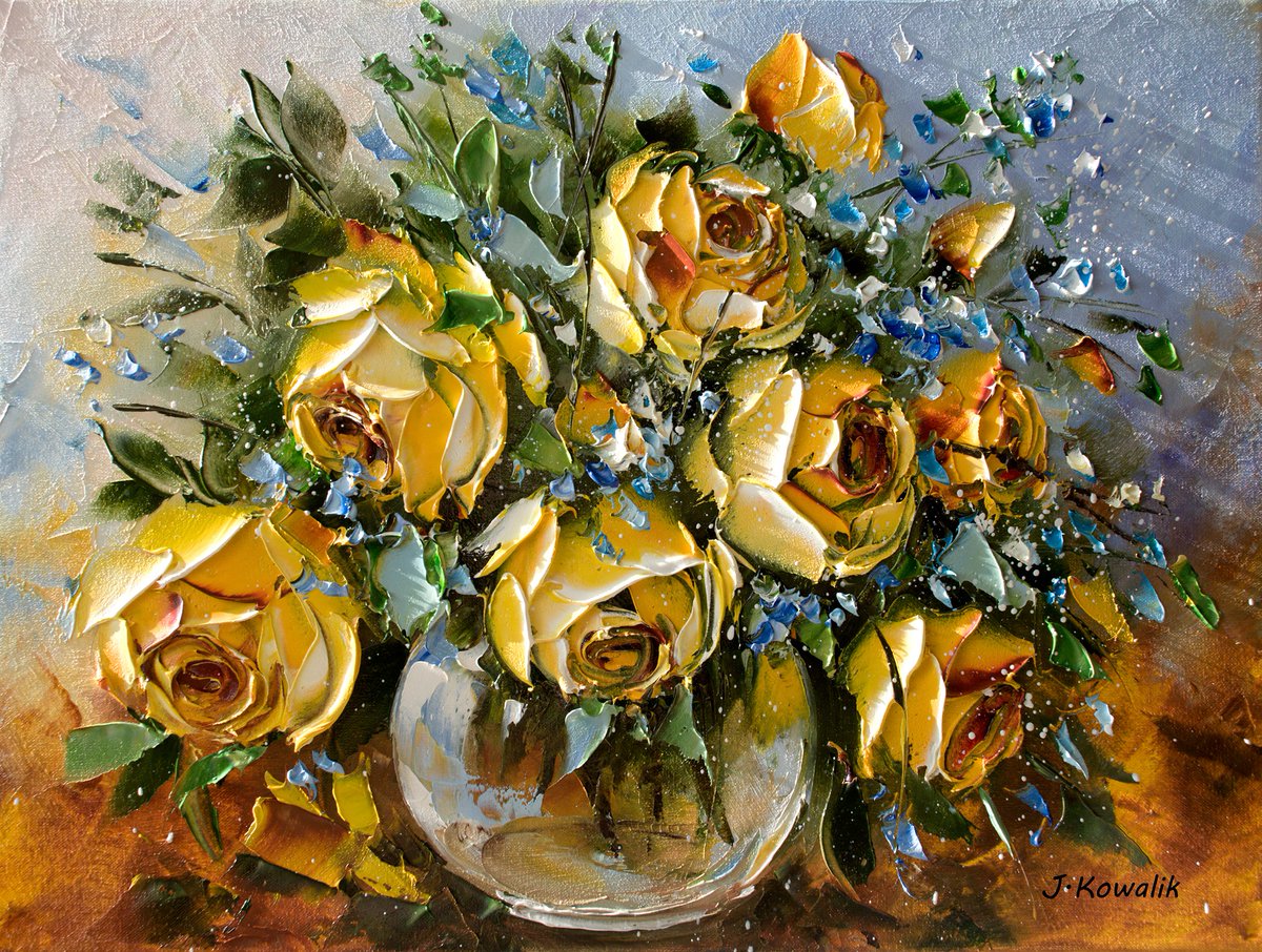 JKowalikART's tweet photo. Jolanta Kowalik 

Obraz olejny - Niezapominajki i róże - 40x60cm 

Namalowany na płótnie przy użyciu szpachelki malarskiej. Przy podświetleniu daje bardzo ciekawy efekt trójwymiarowości.

#kwiaty #obraz #malarstwo #obrazolejny #art #sztuka https://t.co/4puVQUratf