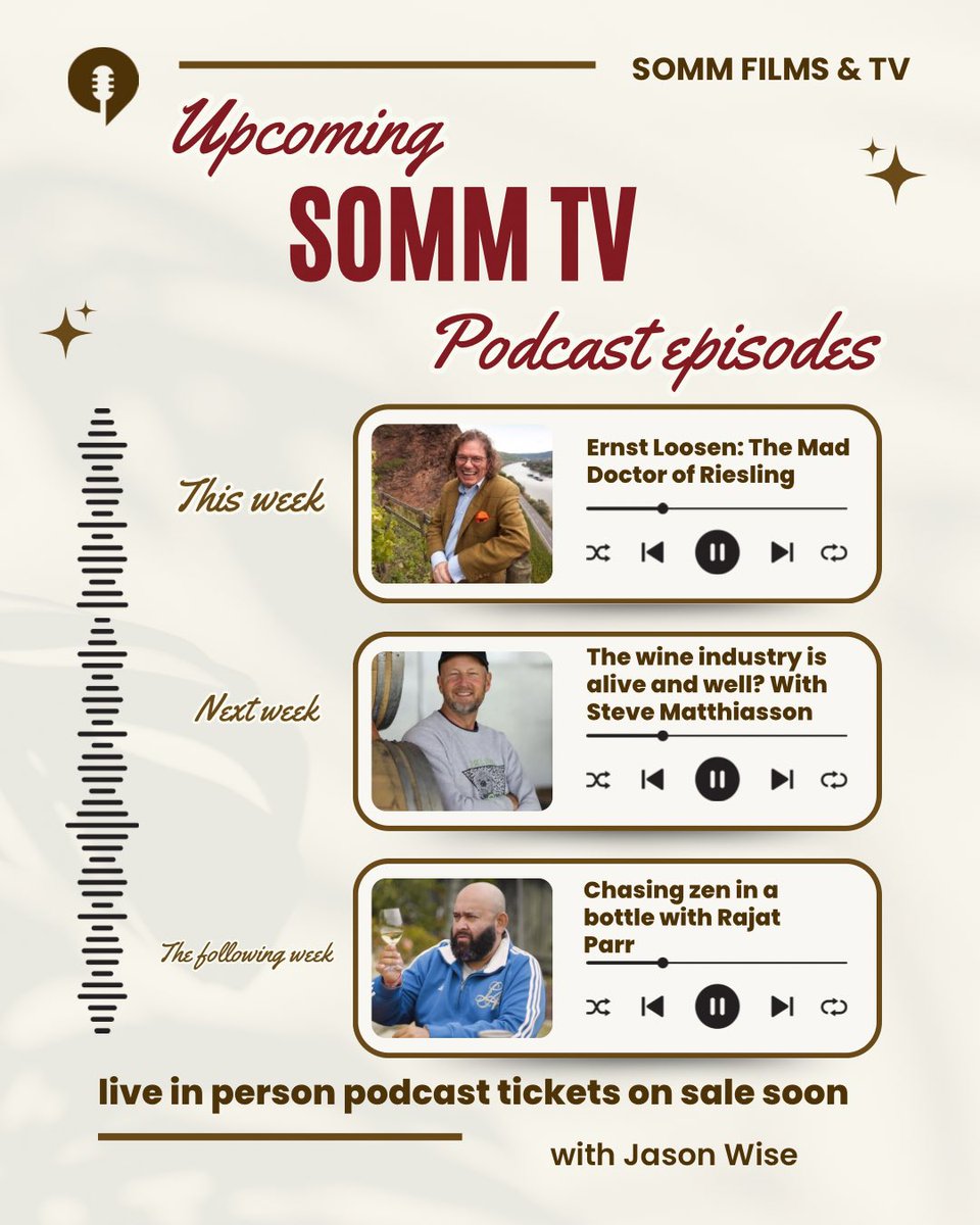 sommtv's tweet image. Upcoming episodes of our James Beard nominated podcast.  Do you listen?

podcasts.apple.com/us/podcast/som…