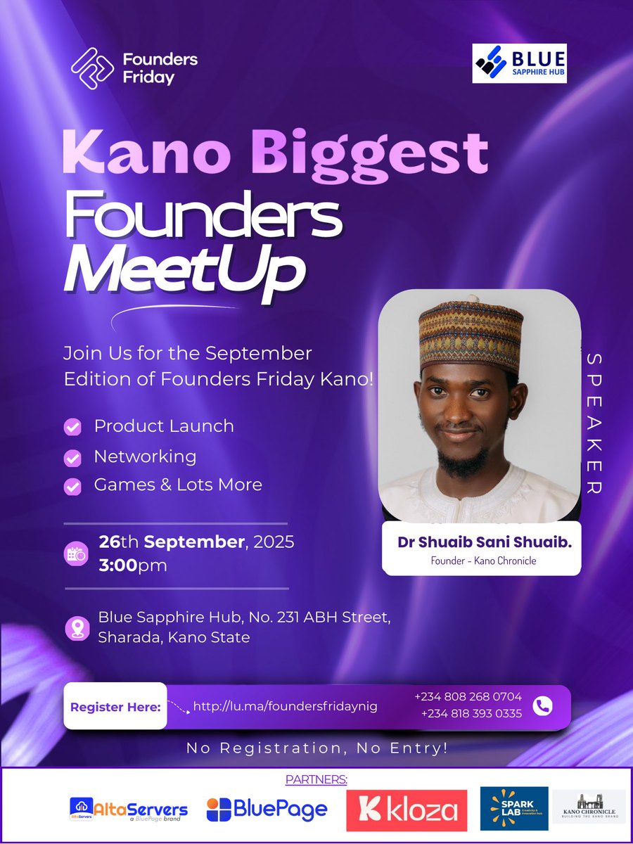 Tech_Guy00's tweet image. Meet our Guests Founder of @KanoChronicle  Register  now to be part of this community  Founders Friday  kano