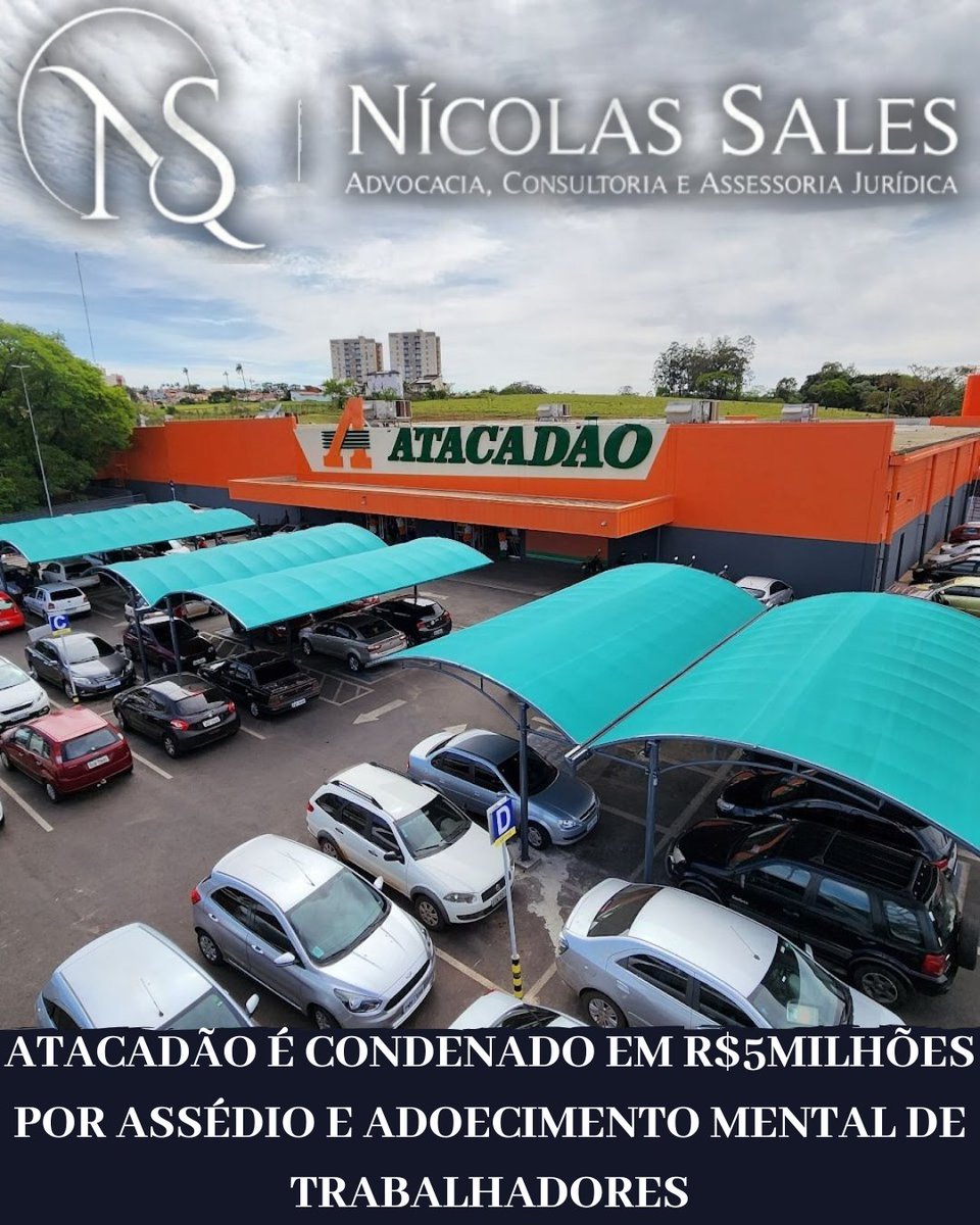 nicolassalesadv's tweet image. O TRT-RJ condenou o Atacadão S.A. a pagar R$5 milhões em indenização por dano moral por condutas que resultam no adoecimento mental de trabalhadores, assédio moral, sexual e materno.

Processo 0101074-28.2023.5.01.0038

#atacadao #assedio #mercado #assai #setembroamarelo #mpt #rj