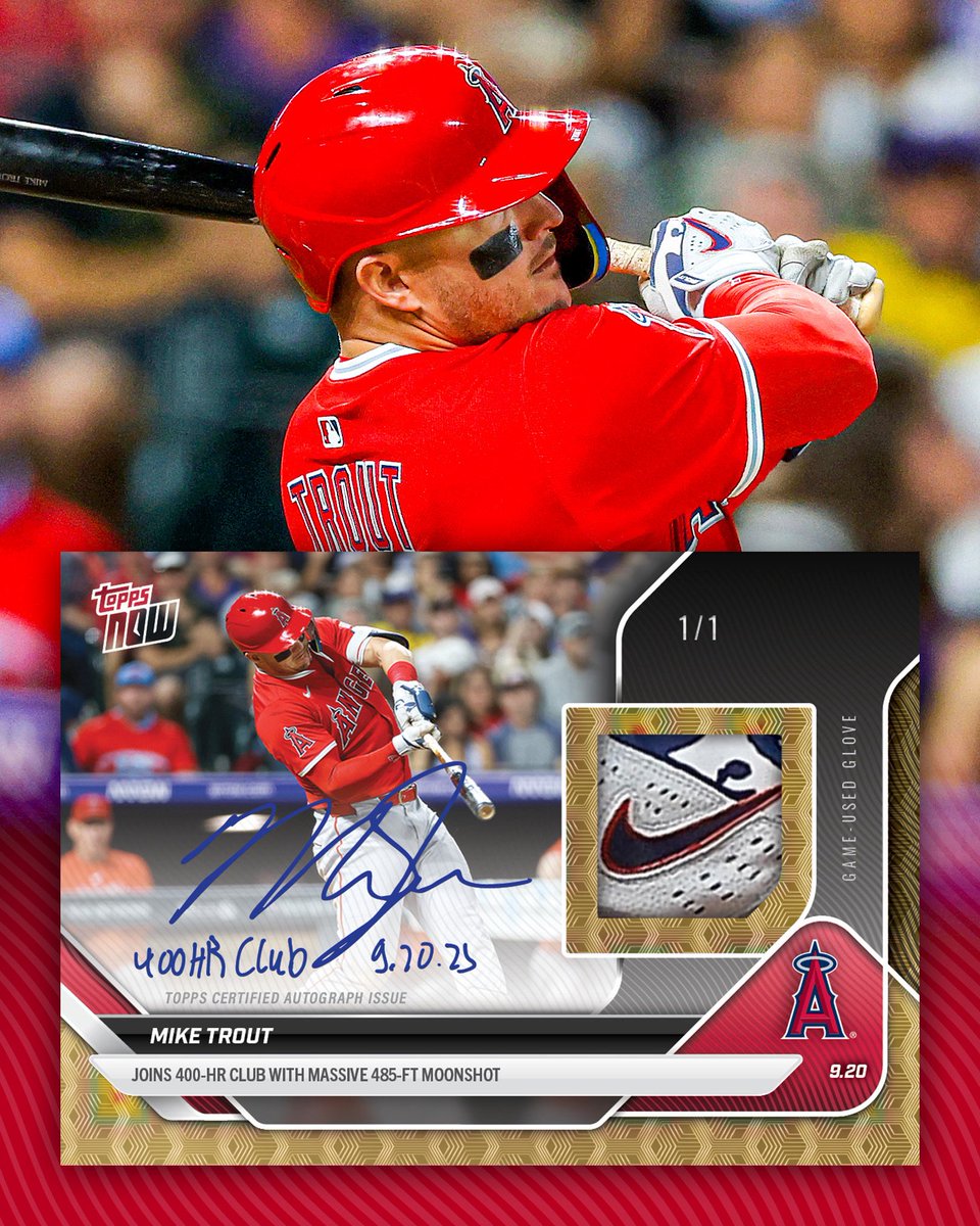 JUST IN: We’ve acquired a batting glove Mike Trout wore for his 400th career home run and we’re putting it into trading cards 🔥
