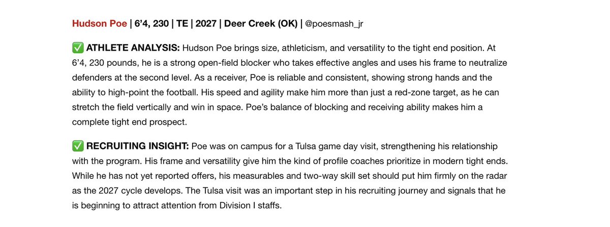Thank you <a href="/sixstarfootball/">Six Star Football | PLUS+</a> for the write up! 

<a href="/DeerCreekFB/">Deer Creek Football</a> <a href="/RecruitDCFB/">Deer Creek FB Recruits</a> <a href="/CoachCornell/">Noah Cornell</a> <a href="/CoachStandley/">Wade Standley</a> <a href="/CoachEmbrey_/">Austin Embrey</a> <a href="/180PhysAthletic/">180Physique Athletics</a> <a href="/EDGEsportsOK/">Edge Sports Fitness</a> <a href="/Poesmash66/">Kevin Poe</a> <a href="/DeLeahP/">DeLeah Poe</a>