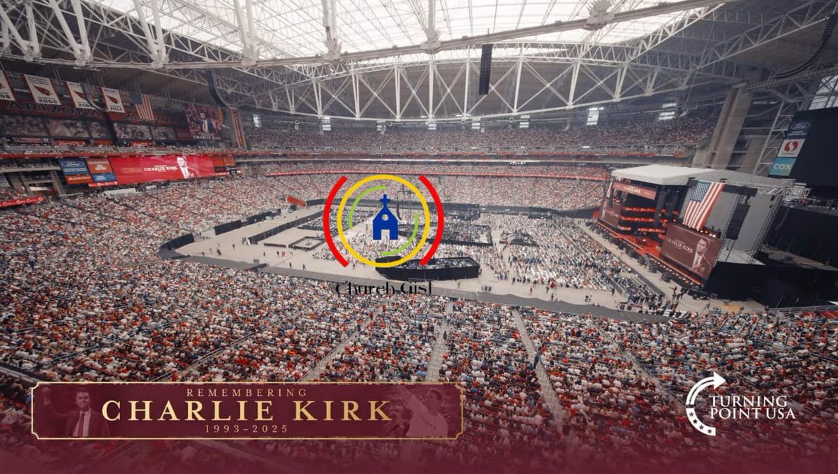 therealchurchg1's tweet image. 60,000 capacity State Farm Stadium, Arizona filled at Charlie Kirk&apos;s Memorial Service 

#ChurchGist