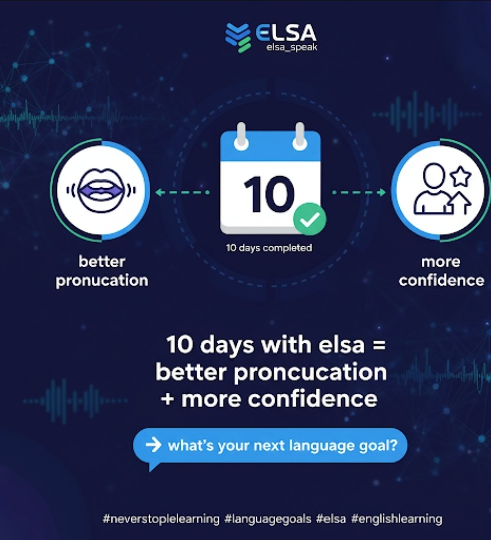 CryptoTinker1's tweet image. 10 days with Elsa = better pronunciation + more confidence.
Whats your next language goal?
#NeverStopLearning #LanguageGoals #ELSA #EnglishLearning @ELSA_Speak