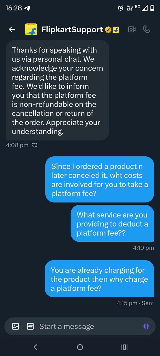 bindiyannsmitha's tweet image. Flipkart kept on repeating that the platform fee is non refundable but  didn't give answers to my further queries and these frauds further tweeted that my concern has been resolved.