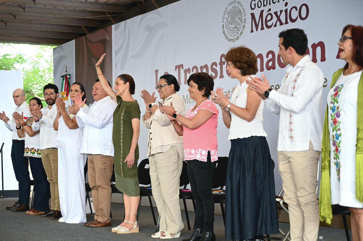 marathb's tweet image. En su tercer día de gira de este fin de semana, acompañé a la Presidenta @Claudiashein en #Yucatán, donde dio su informe al pueblo de 🇲🇽 sobre los logros históricos en materia laboral que hicieron posible que 13.5 millones de mexicanas y mexicanos salieran de la condición de…