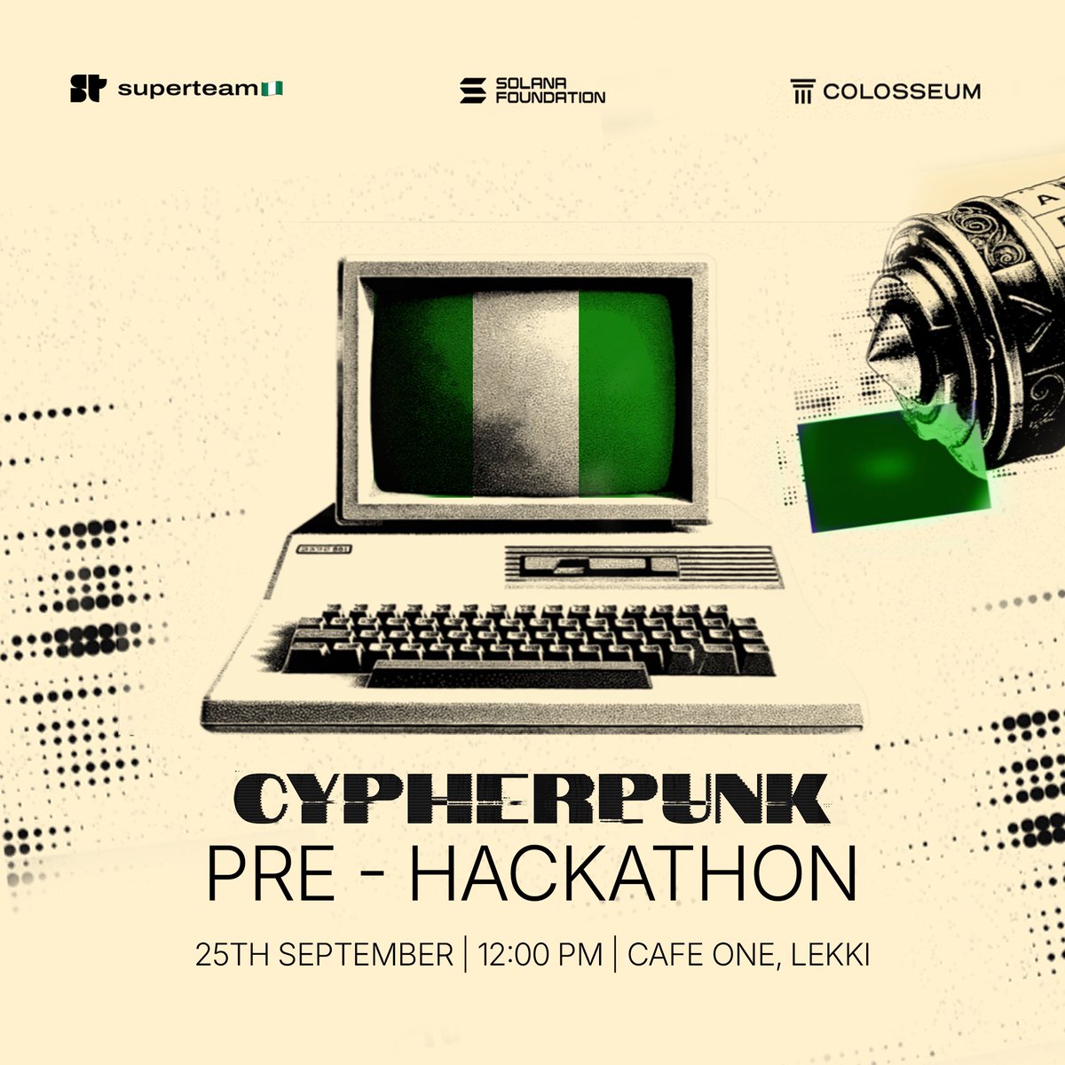 SuperteamNG's tweet image. The next @Solana startup competition starts this Thursday 🥳

Join fellow founders building the next breakthrough product from Nigeria, and learn what it takes to win a prize in crypto’s most competitive hackathon.

📅 : Thursday, 25th September 
📍: Cafe One, Lekki
⏰: 12:00 PM