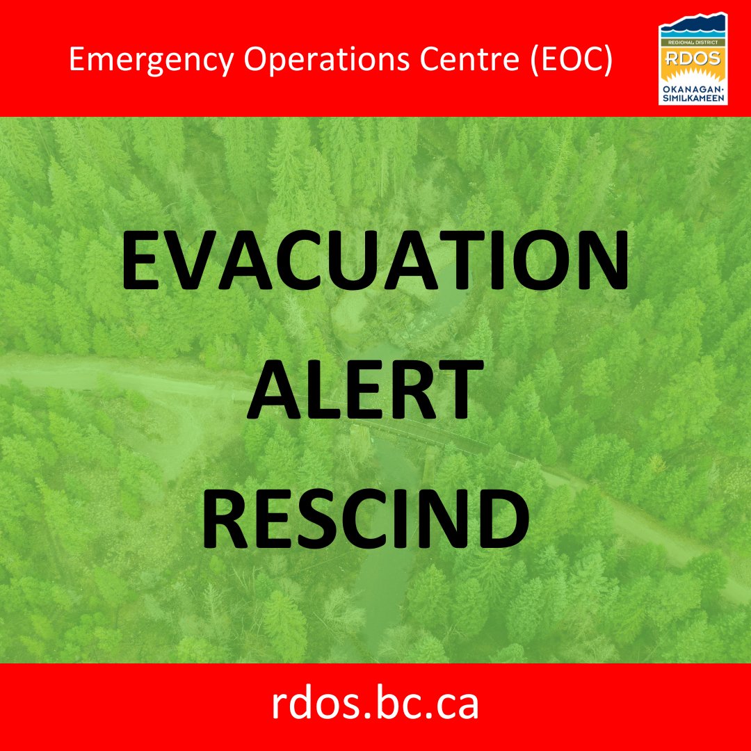 EOC Update: Evacuation Alert RESCDINDED - Osprey Lake Wildfire (K62149) in Electoral Area “H” Saturday, Sept. 21, 2025, 11:30 am.