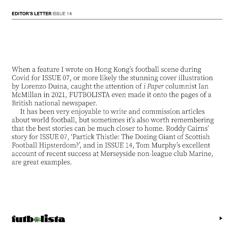 FUTBOLISTAmag's tweet photo. The final Editor's Letter from @_archiewillis.

Thank you.