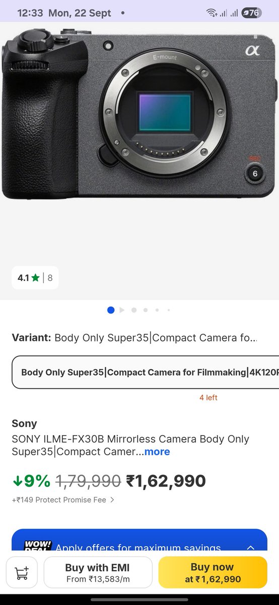 FTLOG4's tweet image. Example 2 #fake #bigbilliondays2025 #BigBillionDayssale  featuring #sony is the fake discount listed and what is available right now. See the price if FX 30 per. @SonyMusicSouth #alpha @flipkart #fakebigbilliondaysale