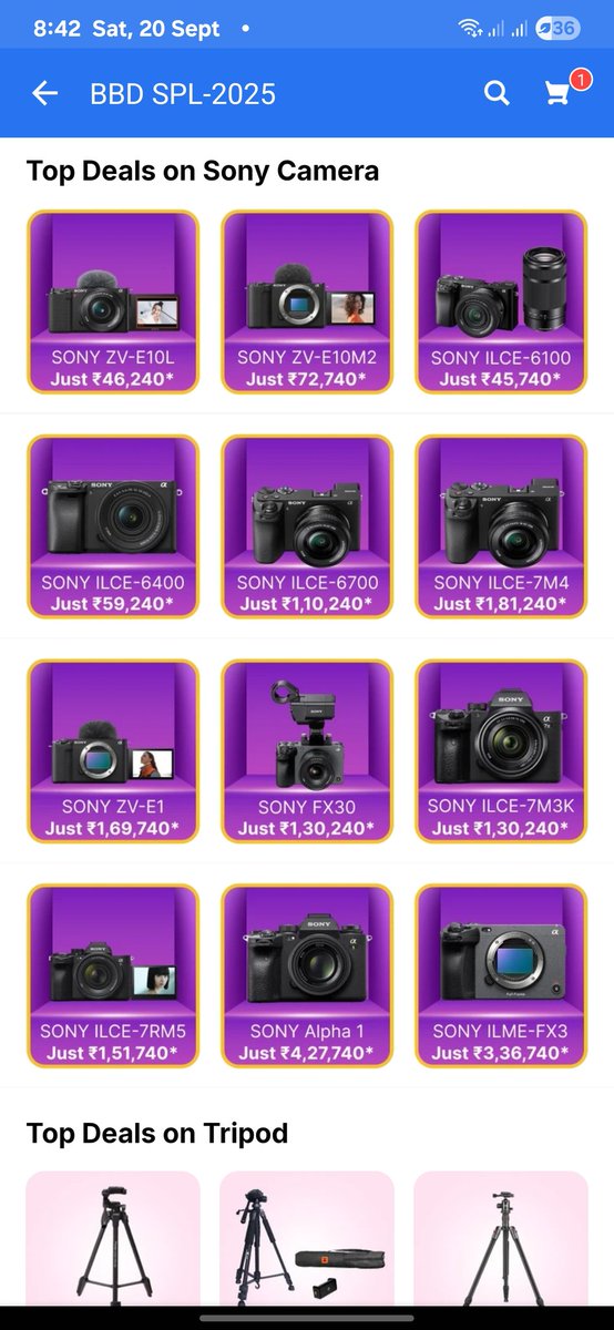 FTLOG4's tweet image. Example 2 #fake #bigbilliondays2025 #BigBillionDayssale  featuring #sony is the fake discount listed and what is available right now. See the price if FX 30 per. @SonyMusicSouth #alpha @flipkart #fakebigbilliondaysale