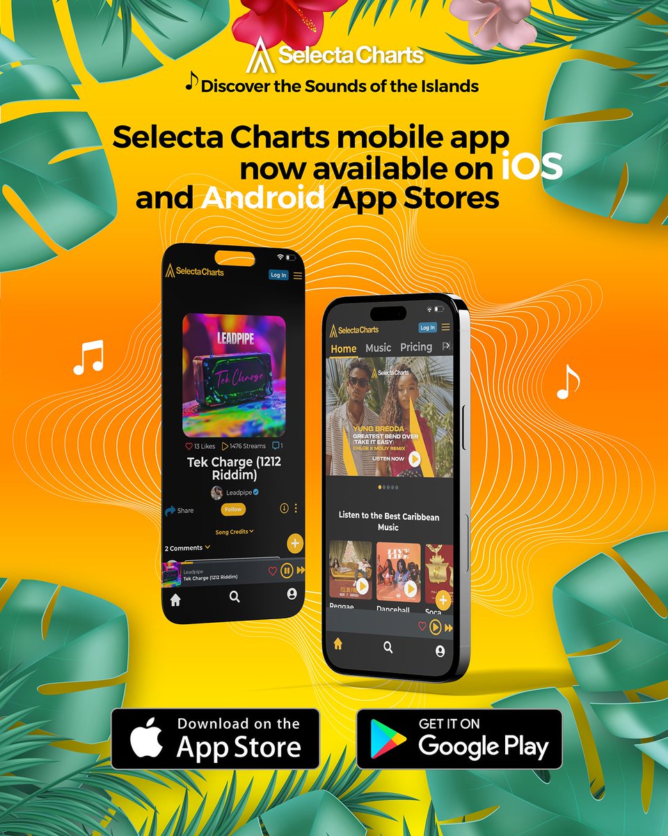 SelectaCharts's tweet image. Selecta Charts iOS app is now available worldwide, joining the Android App in the App Stores📱

Download iOS App: apps.apple.com/bb/app/selecta…
Download Android App: play.google.com/store/apps/det…

🎶 Stream the Caribbean Top 10, explore island playlists &amp;amp; stay connected with the culture.