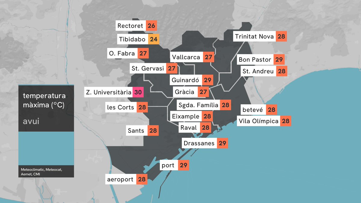 sergi_boixader's tweet image. 2⃣ Els nous mapes recorden una mica als de @btveltemps, tot i que amb diferències:

➡️A @beteve almenys el mar és blau
➡️El terra, tot i ser gris, té una mica de relleu
➡️Les temperatures tenen gradient de color (les pluges no)
➡️Els llocs, en requadre blanc, es llegeixen millor