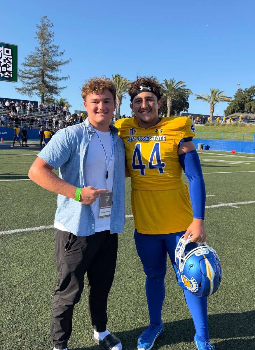 Had an great  time at <a href="/SanJoseStateFB/">San José State Football</a> yesterday‼️ Big thanks to <a href="/Joe_Palcic/">Joe Palcic</a> , <a href="/WillTurpin5/">Will Turpin</a> , <a href="/TheBecaPerez/">Beca Perez</a> , and the staff for a great visit. Always great catching up with <a href="/FadelliMatt/">Matt Fadelli</a> and <a href="/AjCampos52/">Aj Campos</a> - two of the best. Watching special teams hit the game-winning FG was awsome‼️