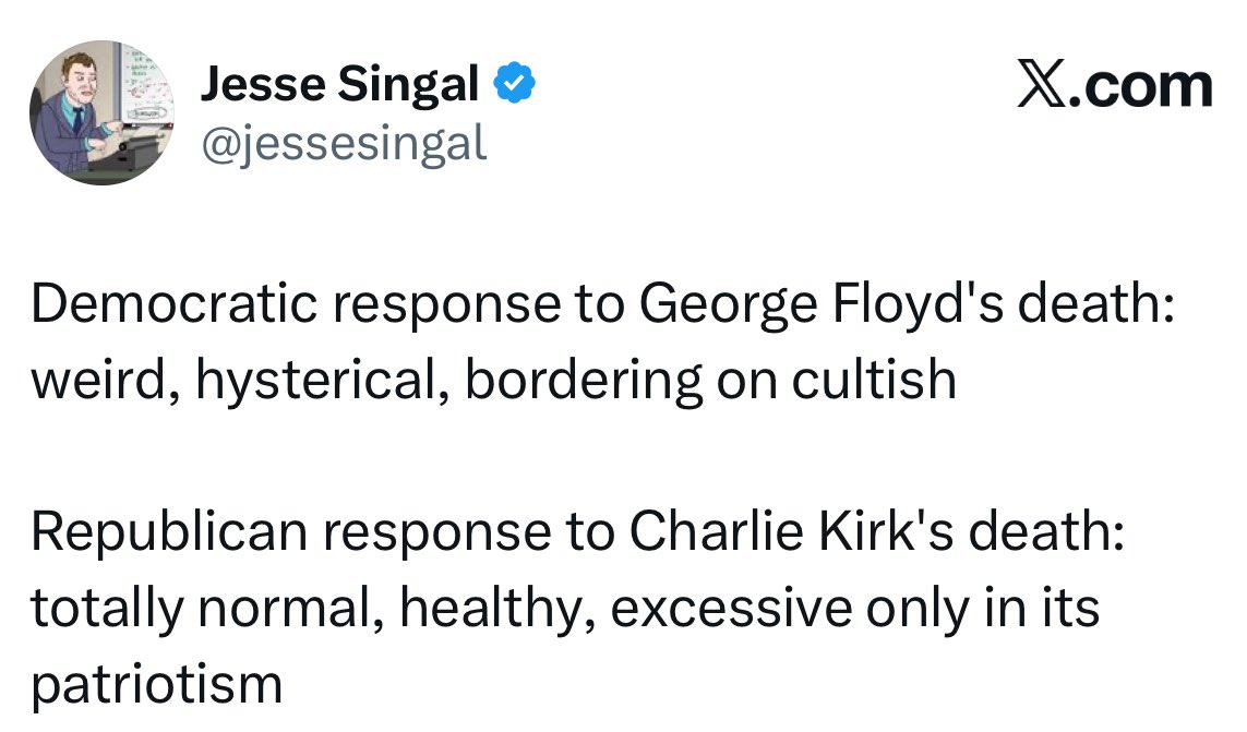 Coddled affluent professional (@feelsdesperate) on Twitter photo Yeah, I mean one side is peaceably filling a football stadium to mourn and the other side immediately started burning down entire city blocks.
Being able to be able to discern meaningful differences is a basic function of intelligence. Yeah, I mean one side is peaceably filling a football stadium to mourn and the other side immediately started burning down entire city blocks.
Being able to be able to discern meaningful differences is a basic function of intelligence.