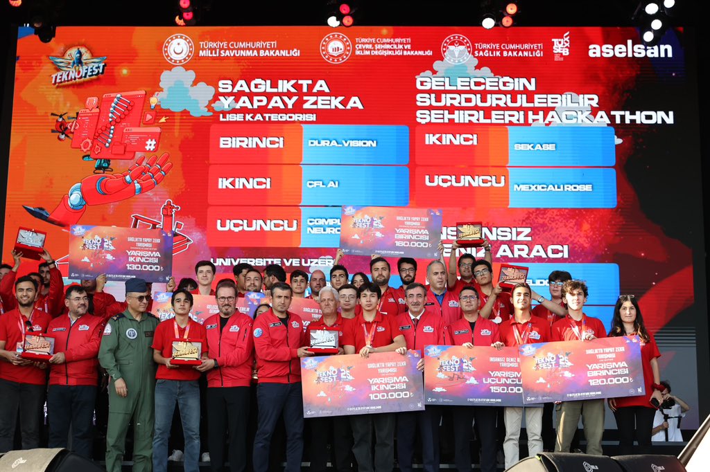 Muhammet Kasım Gönüllü (@mkgonullu) on Twitter photo 📍 #TEKNOFEST2025 Kapanış Töreni
Cumhurbaşkanı Yardımcımız Sn. <a href="/_cevdetyilmaz/">Cevdet Yılmaz</a>, TEKNOFEST Yönetim Kurulu ve T3 Vakfı Mütevelli Heyeti Başkanı Sn. <a href="/Selcuk/">Selçuk Bayraktar</a> Bayraktar ile birlikte, etkinlik boyunca düzenlenen yarışmalarda ödül kazananlara ödüllerini takdim ettik. 🏆💐
Akın akın 📍 #TEKNOFEST2025 Kapanış Töreni
Cumhurbaşkanı Yardımcımız Sn. <a href="/_cevdetyilmaz/">Cevdet Yılmaz</a>, TEKNOFEST Yönetim Kurulu ve T3 Vakfı Mütevelli Heyeti Başkanı Sn. <a href="/Selcuk/">Selçuk Bayraktar</a> Bayraktar ile birlikte, etkinlik boyunca düzenlenen yarışmalarda ödül kazananlara ödüllerini takdim ettik. 🏆💐
Akın akın