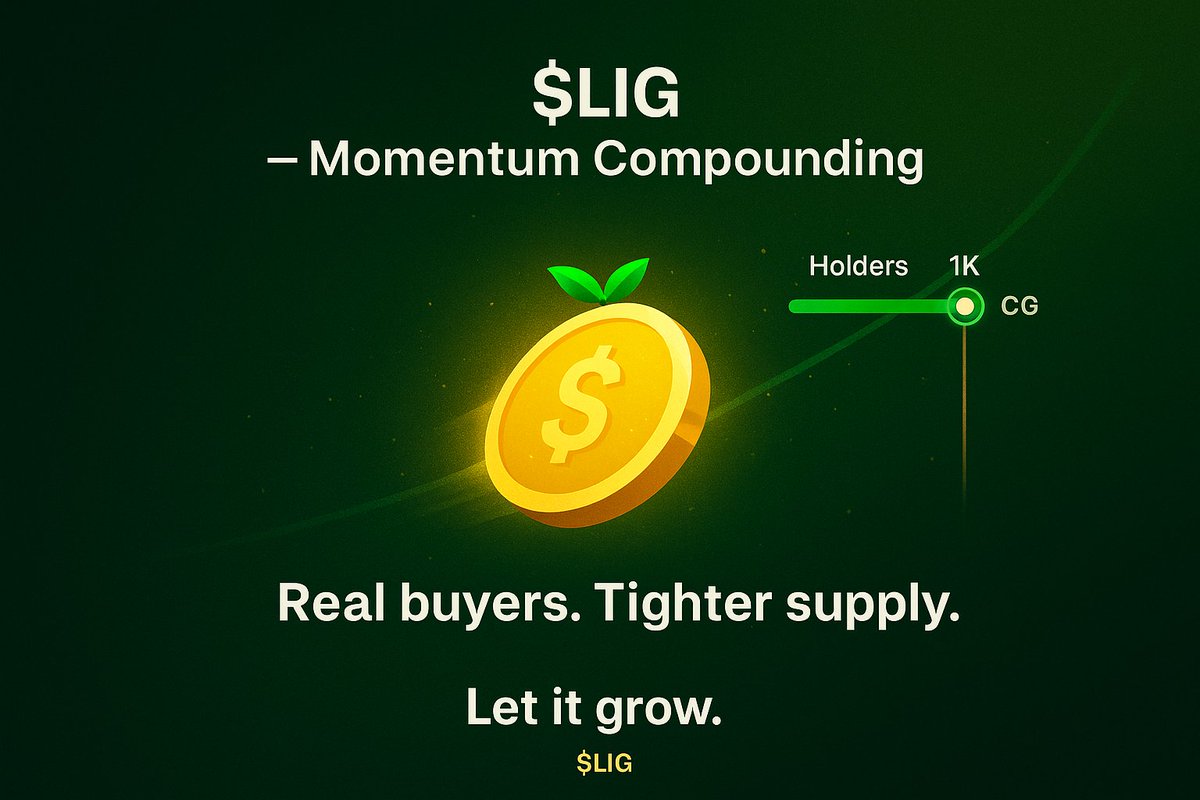matrix_ste5981's tweet image. ⚡️ $LIG keeps climbing.
Real buyers, tighter supply, momentum compounding.
Next checkpoint: 1K holders → CG/CMC.
Plant today, watch it grow. 🌿📈
#LIG #Solana #LetItGrow #Crypto #MemeCoin