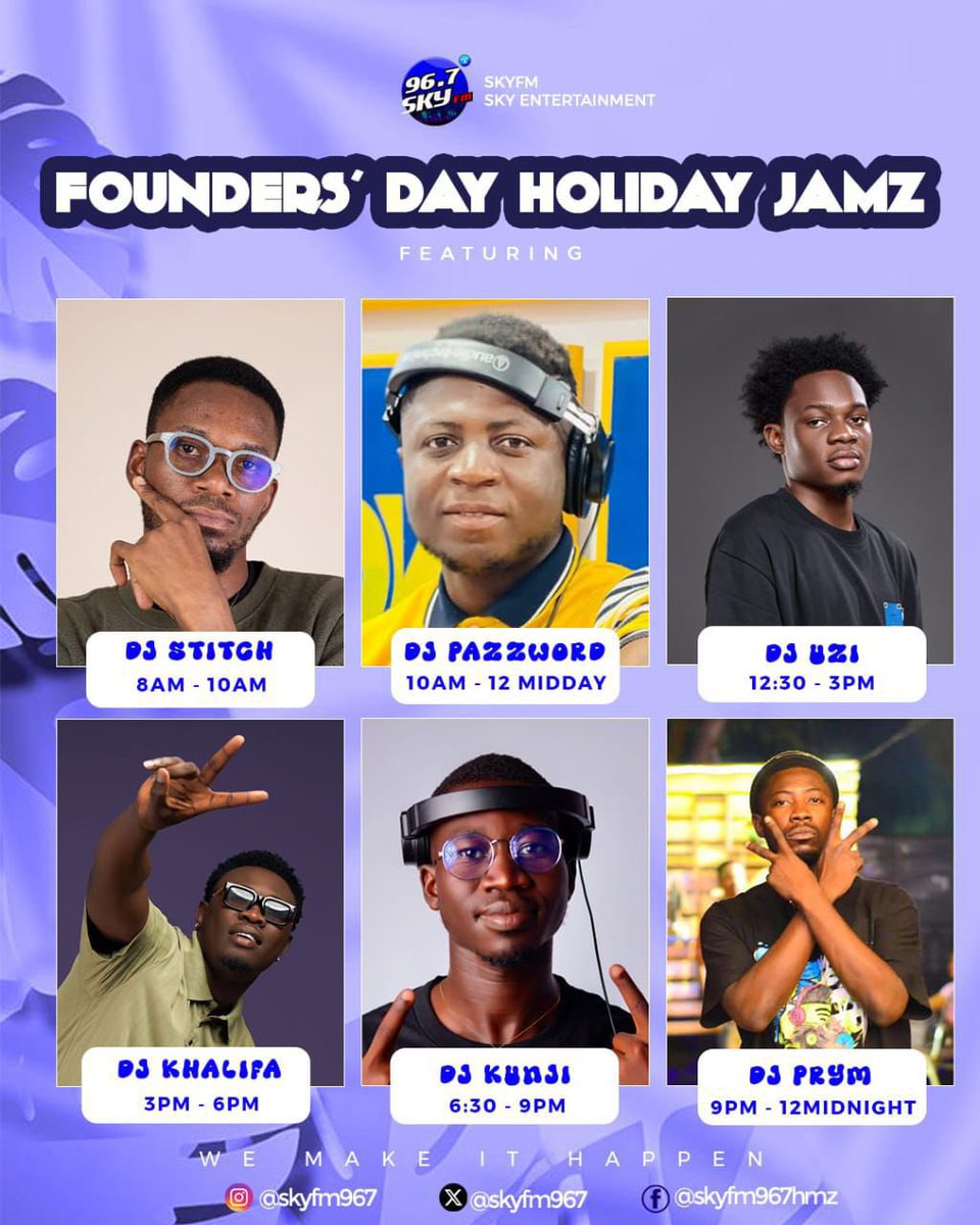 skyfm967's tweet image. Putting the whole city on a different vibe via radio 📻🔥 
All the best DJs under the same frequency. 😎🥂🥳🥳🥳🥳🥳

#FoundersDayJamz #SkyFM967 #HolidayVibes #WeMakeltHappen #happyfoundersday