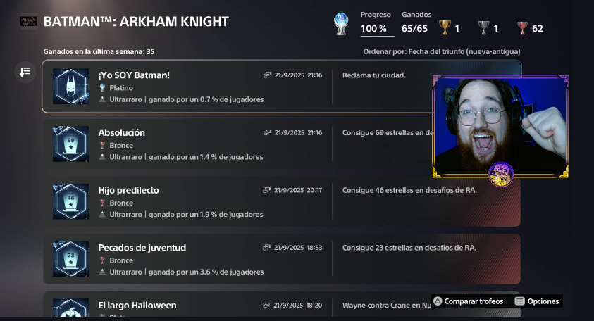 SaqueandoTrofeo's tweet photo. Platino de Batman Arkham Knight. Una auténtica locura de juego, lo he disfrutado como un niño de principio a fin. SE PUDO! 

Buen saqueo! https://t.co/piL9sVM3hU
