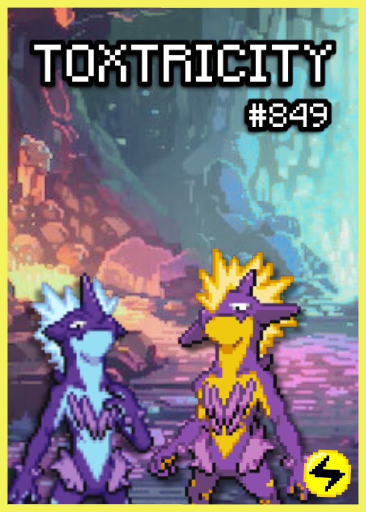 Para los nuevos, estoy recreando cartas en pixel arts!😼🎨

Hoy hago a Toxtricity (#849), he usado las dos versiones para variar un poco los diseños!

¿Cuál quieres que sea el siguiente?

Proceso completo en mi canal de YT! Link en Bio #PokemonLegendsZA #PokemonTCGPocket