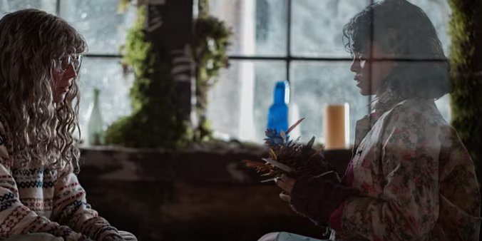 YJmisinfo's tweet photo. The DVD release of Yellowjackets Season 2 made an odd change.
Scenes featuring Crystal were editing to make her look transparent. This unexplained change has lead fans to believe that Crystal was never real. https://t.co/2YH4Ctkvr6