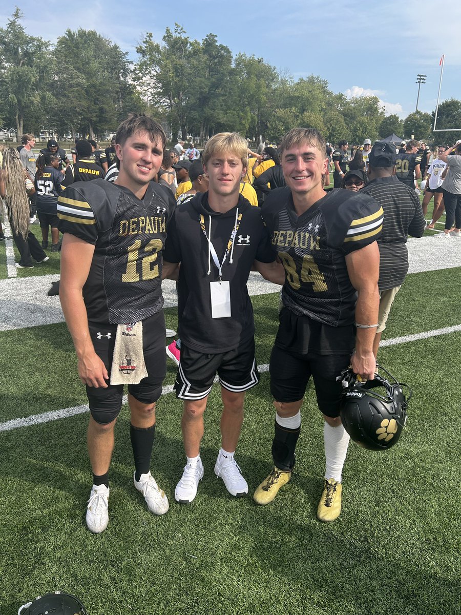 Thank you <a href="/DePauwTigersFB/">DePauw Football</a> for the game day visit! Had a great time and can’t wait to be back! <a href="/CoachDHyatt/">Dylan Hyatt</a> <a href="/qbdietz/">Brett Dietz</a> <a href="/CPdogsfootball/">Crown Point Football</a>