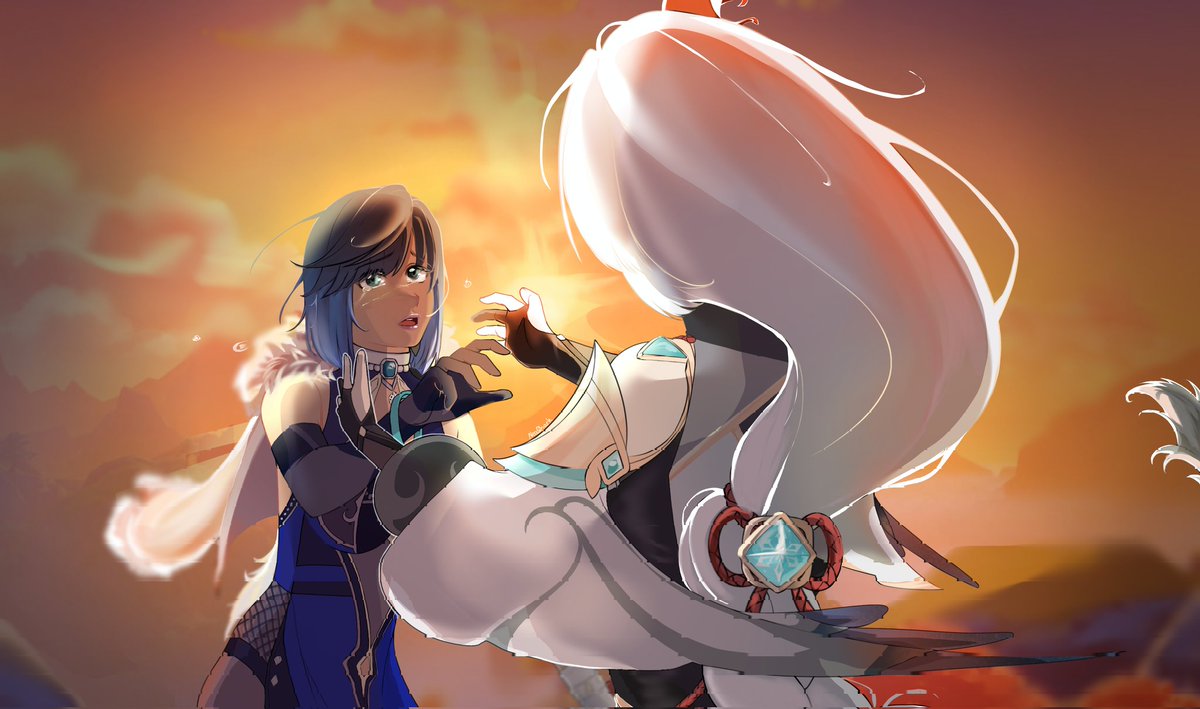 NeaShark's tweet photo. "Oh Shenhe..."
#yelan #shenhe #GenshinImpact #fanart #doomedyuri #yuri https://t.co/BmuQTZxnXi