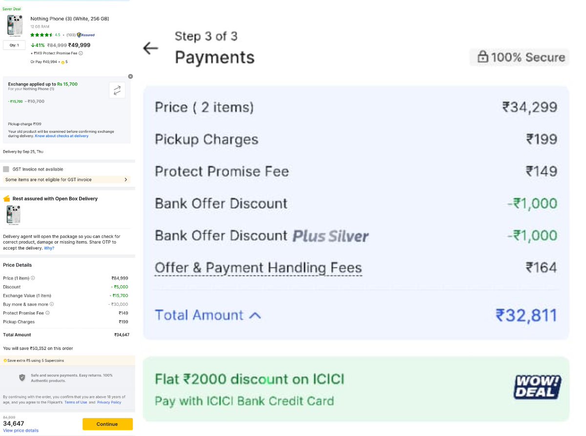 KuldeepXDas's tweet photo. Flagship at βΉ32,811 π³
Sounds unreal but Yup,
@nothing Phone (3) is hitting that with @Flipkart BBD + legacy exchange on Phone (1).π«£
Wild deal if youβre upgrading.π₯
#nothingphone3 #Flipkartbbd #CrazyDeal #legacyoffer #WithNothing #bbdsale2025 #BBD #NothingPhone1 @getpeid https://t.co/c8hz5T1XHK