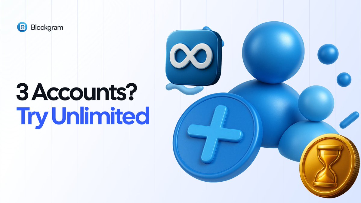 Community builders can’t live on 3 accounts.
Telegram says: limit.
Blockgram says: unlimited.

More accounts. More control.