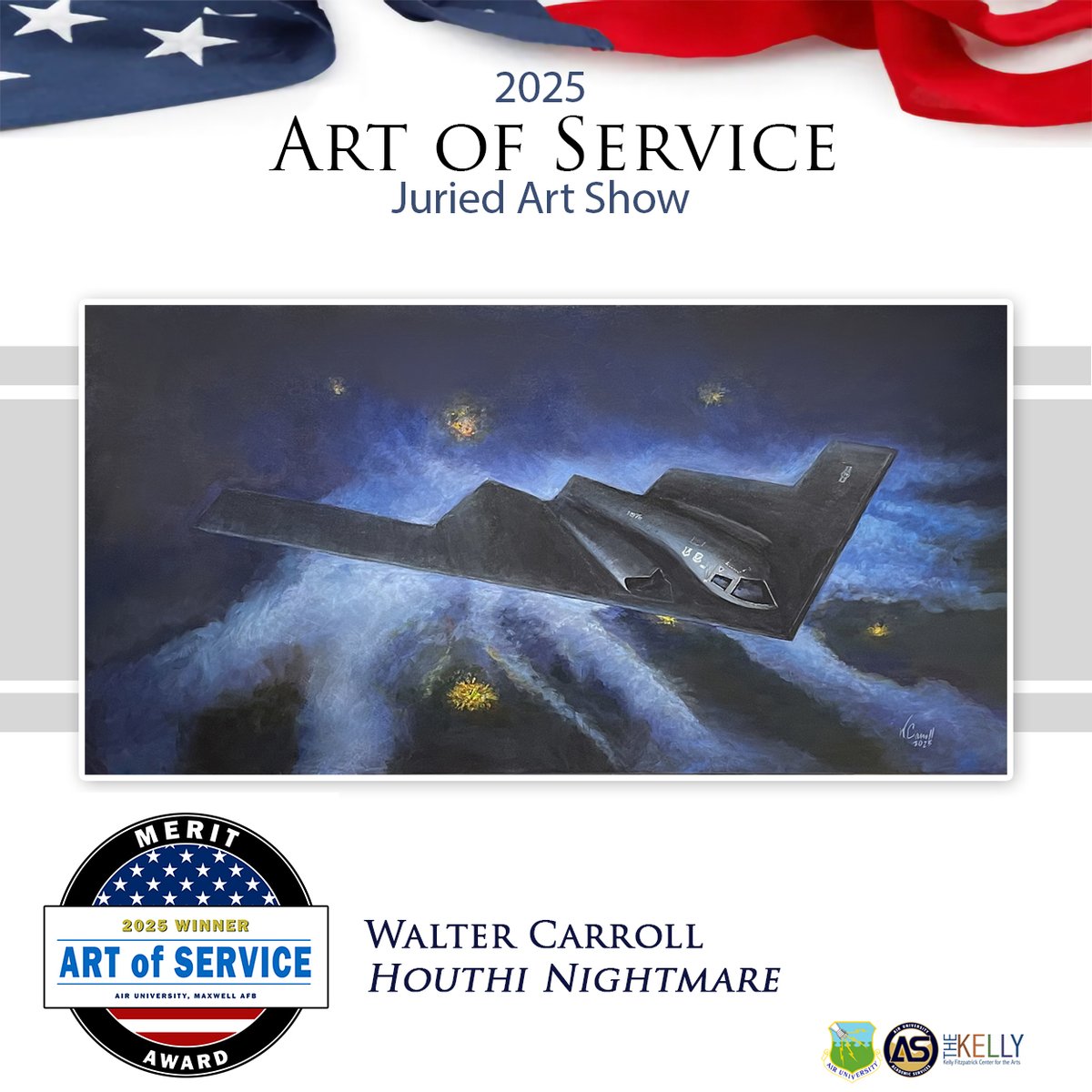 Congrats to Walter Carroll, artist of Houthi Nightmare, for winning the Merit Award! 

Art of Service gallery: ow.ly/Qo3r50WTUr2

Thank you to all the artists, guests, and supporters who made this year’s show a success in honoring service, dedication, and creativity.