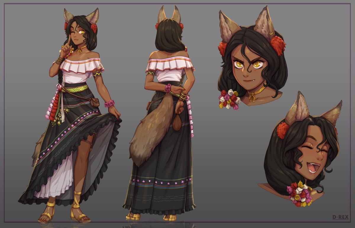Newly finished surprise character design for PHDhentai - done during my Stream comms :D! 

Her name is Ixzel- a cute little coyote pickpocket.  There's an alt version (with a nude view) in my discord and a time lapse on the other site!