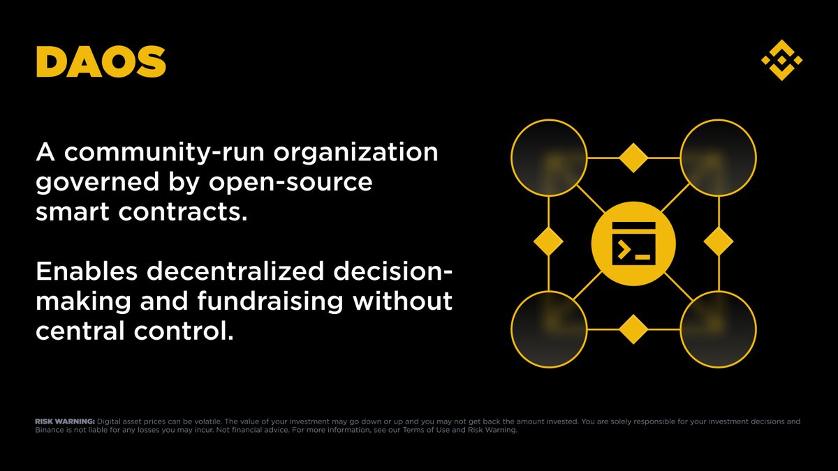 binance's tweet image. Empowering communities through decentralized governance — welcome to the world of DAOs 👇