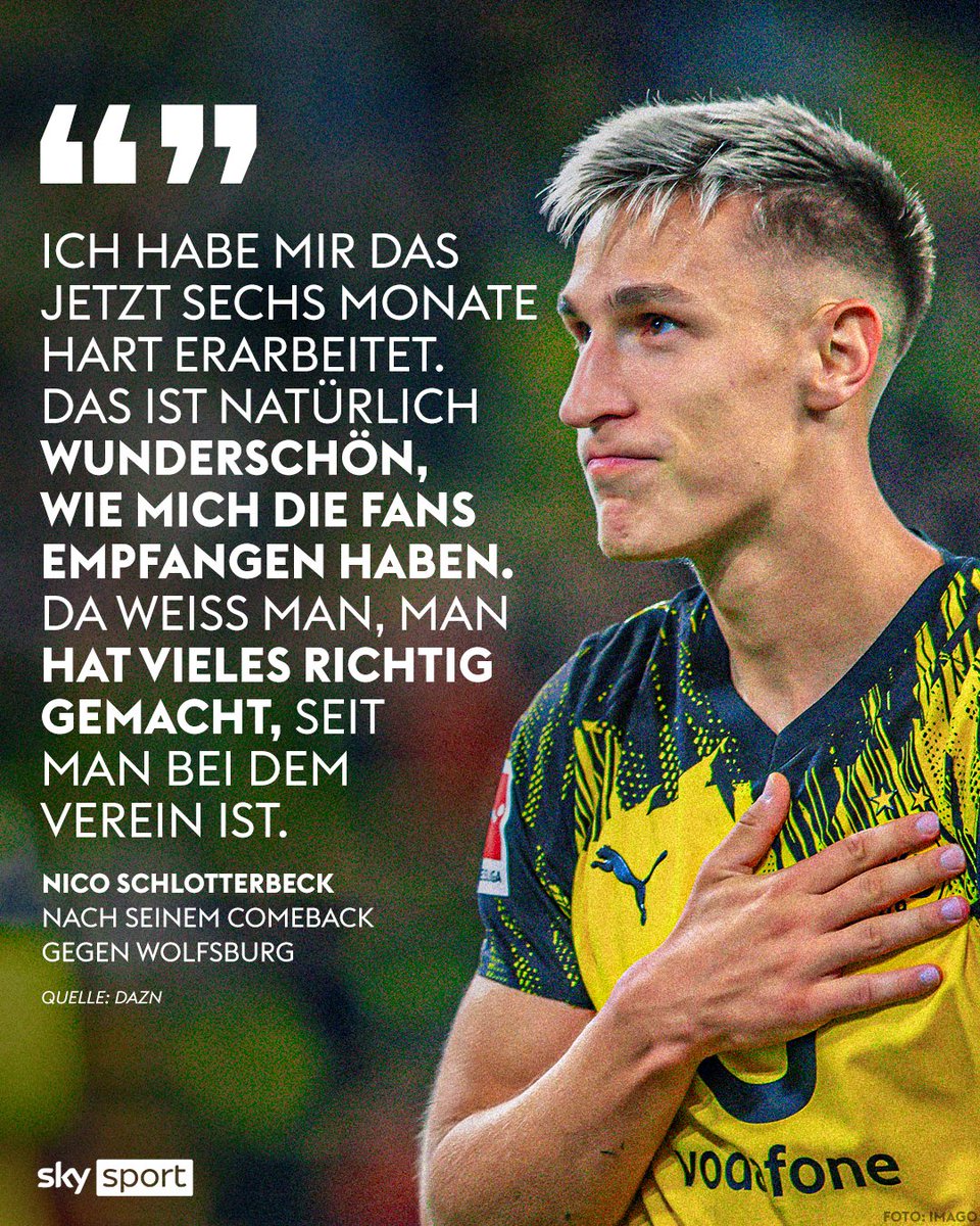 Nach den ersten 90 Minuten seit fast einem halben Jahr hatte Nico Schlotterbeck auch noch Kraft für die Zugabe. 👏 Als die BVB-Fans ihren lange schmerzlich vermissten Abwehrchef lautstark zur "Süd" zitierten, ließ sich der Nationalspieler nicht lange bitten. Der 25-Jährige trat